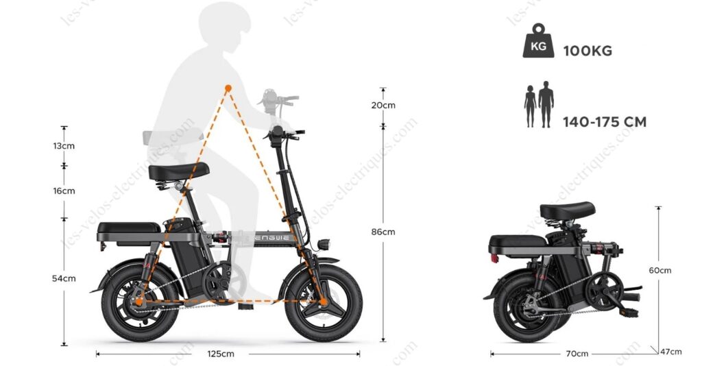 dimensions mini vélo électrique pliable Engwe T14 mini vélo électrique pliable engwe t14 (2)