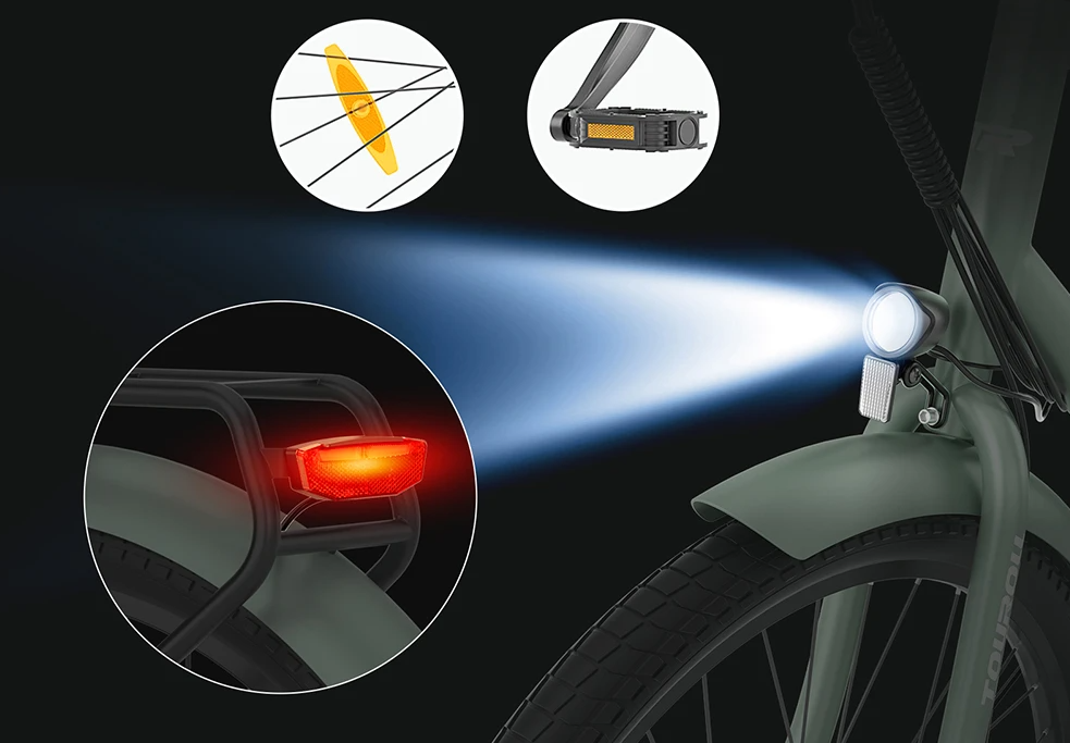 Feux avant et arrière certifiés StVZO vélo électrique de ville touroll b2 (5)
