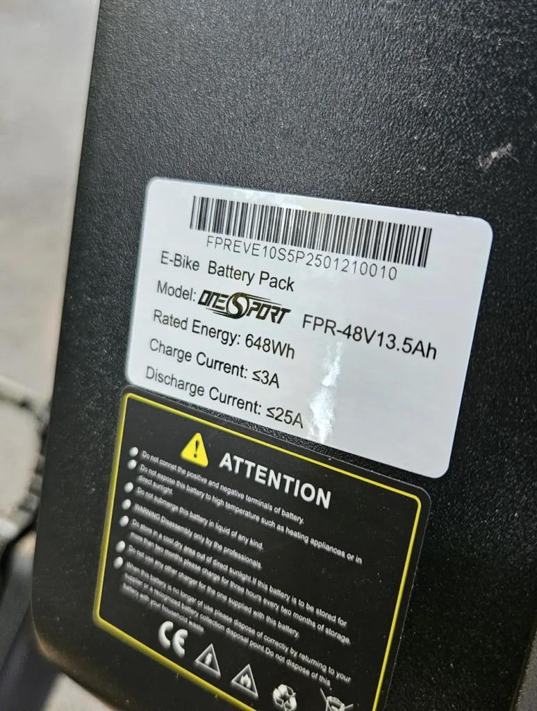 batterie 48v 13,5ah 648 wh onesport w66 (1)