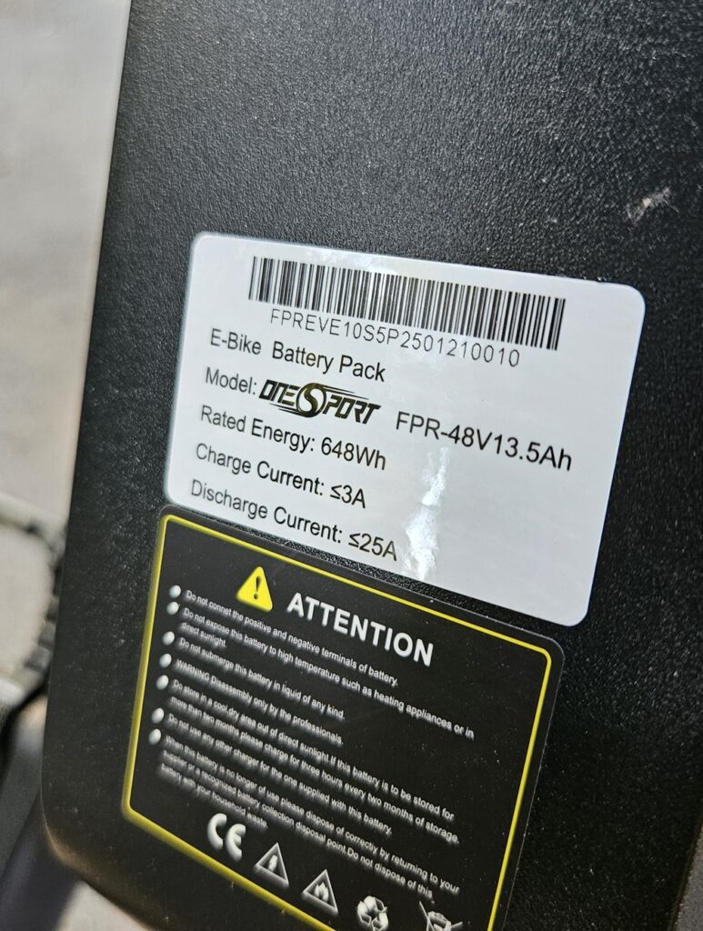 batterie 48v 13,5ah 648 wh onesport w66 (1)