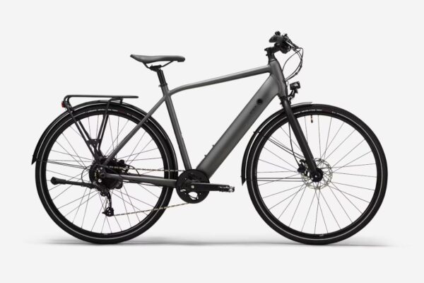 Vélo électrique de ville BTWIN Elops LD 500 E cadre haut gris charbon